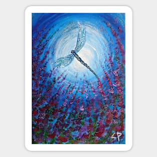 Dark Flower Dragonfly Moon Sticker